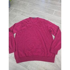 Hart Schaffner Marx Men's XL V-Neck Fine Merino Wool Sweater Burgundy Wine Red‎